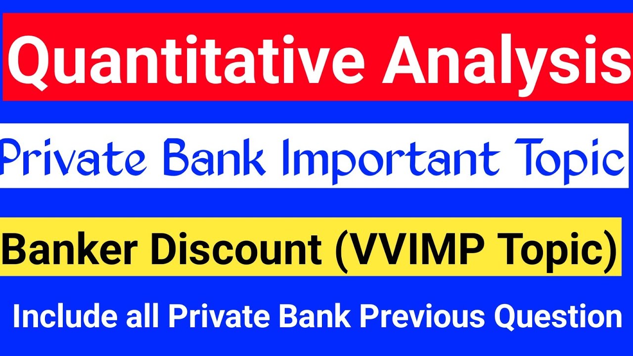 Bankers Discount // Private bank Exam Preparation video // Quantitative Analysis //Private bank Ques