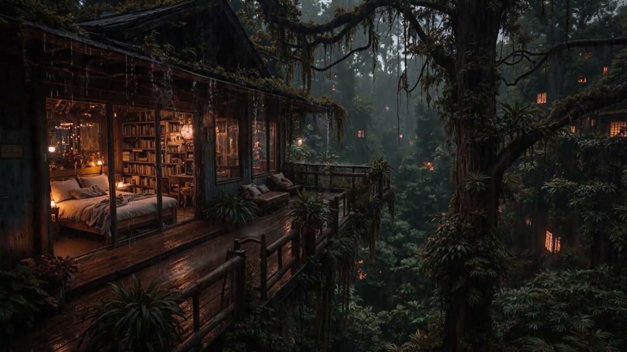 Gentle Night Rain Echoing Through a Woodland Retreat 🌧️🌲 | Deep Sleep Sounds