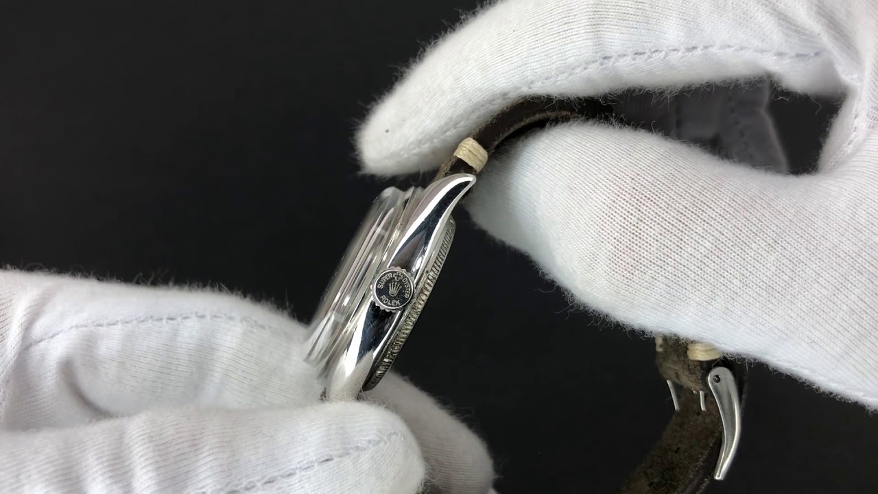 Rolex 6084 Oyster Perpetual Bubble Back Gold Silver Dial 1952 +Box