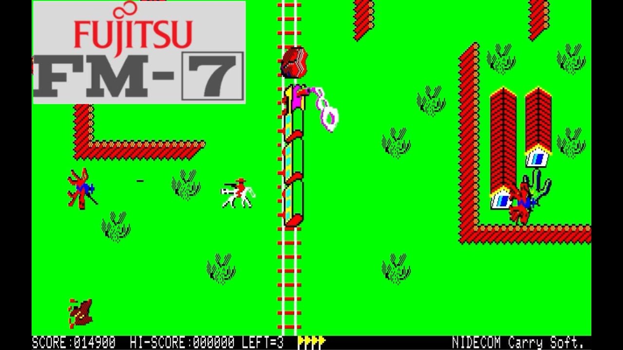 [FM-7] WILD WESTERN ワイルド・ウェスタン. Walkthrough 一周クリア. Fujitsu FM-7, 1983.