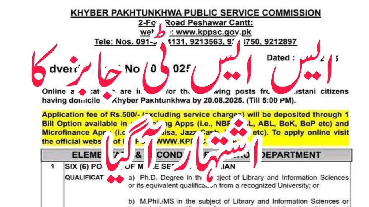 KPPSC SST Jobs 2025  || Jobz Mcqz