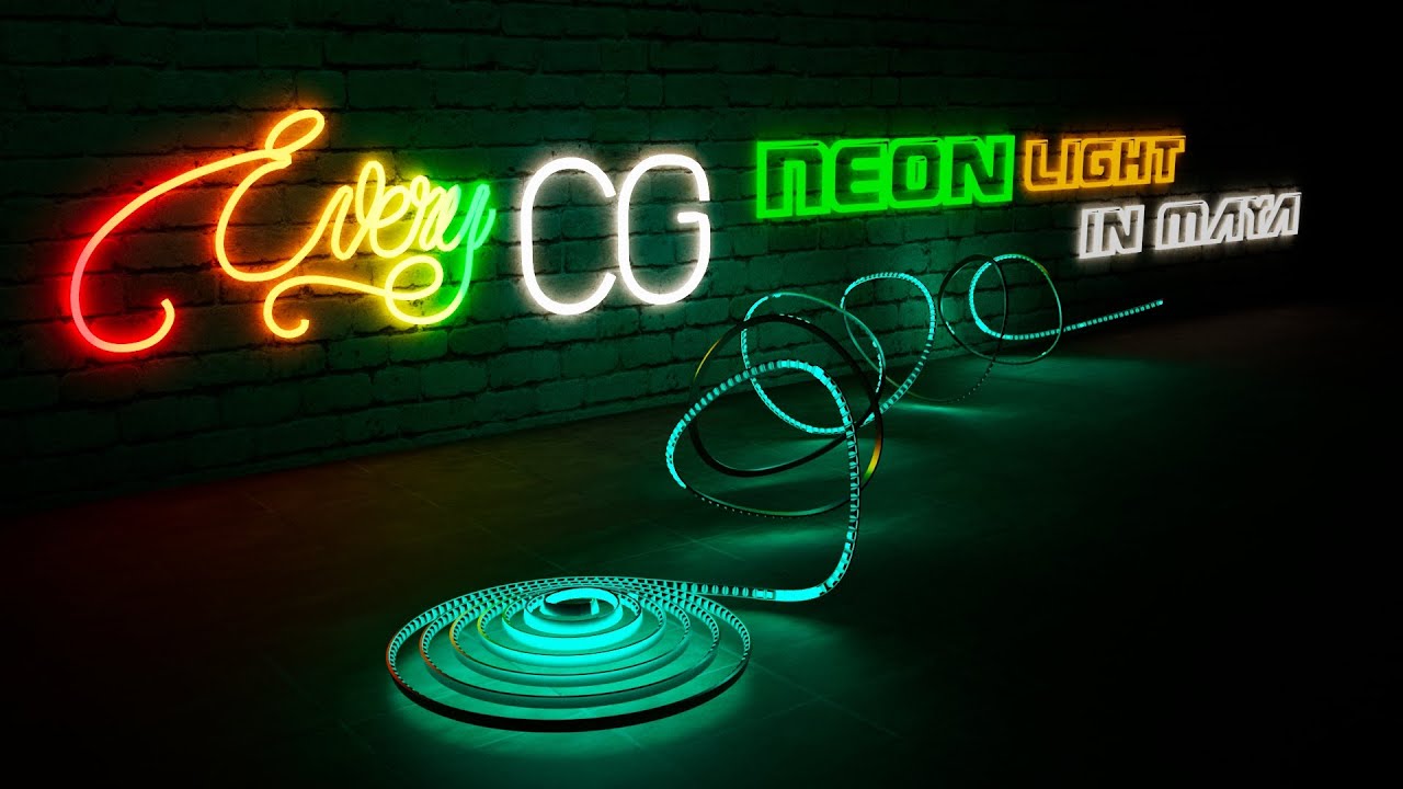 How to Make LED Neon Light Effect in Maya | With MESH LIGHT | EveryCG