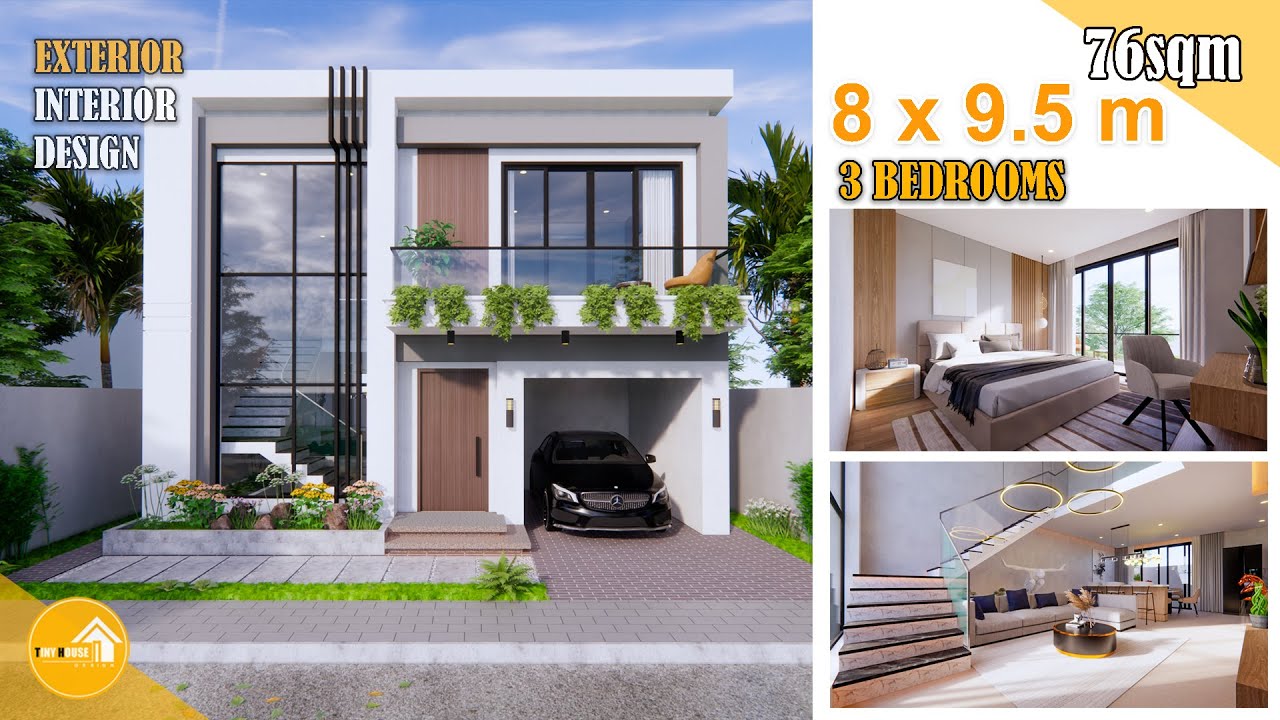 Modern House Design | 8 x 9.5 meter | 2 Storey With 3 Bedrooms