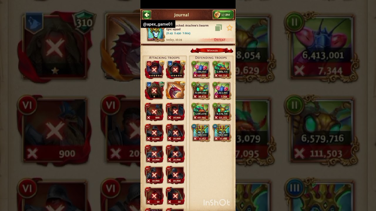 Arachne's Swarm Event: (Troop stacking against epic Arachne's squad) #totalbattle #strategygames 