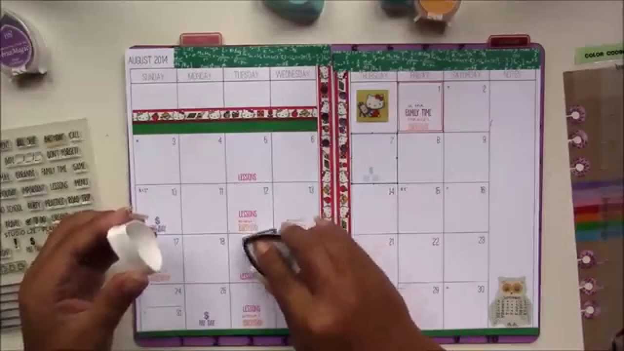 Decorating My Filofax - Monthly Calendar for August