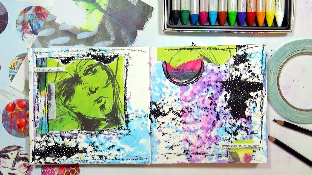 Smooshing Technique with Oil Pastels (Art Journal Page)
