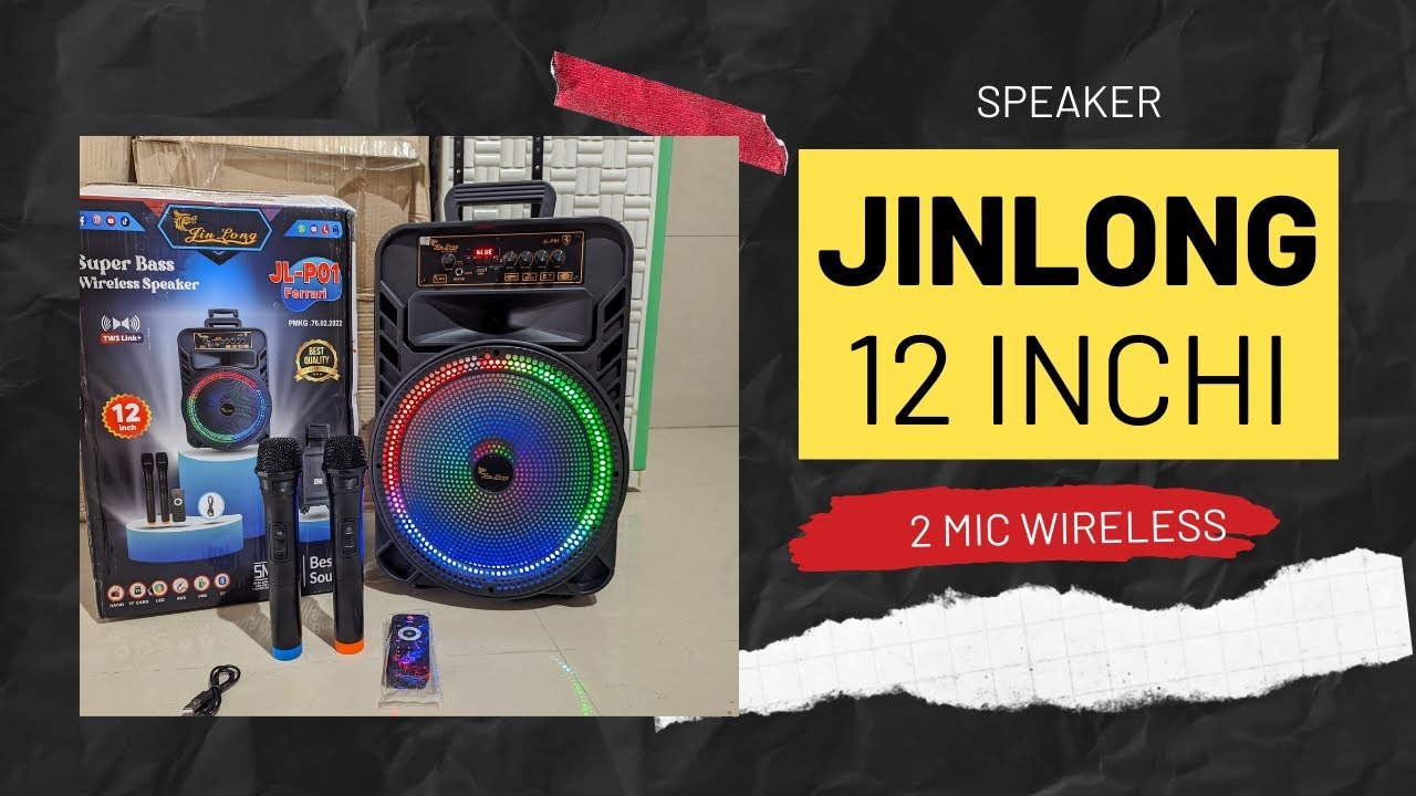 Speaker Portabel 12 Inchi free 2 mic Wireless Harga cuma 500 ribuan| JINLONG JL-P01