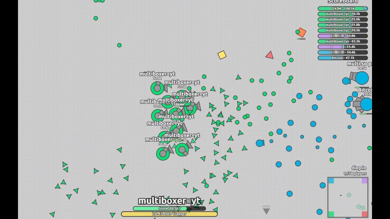 multiboxing 10 auto trappers in diep.io!!