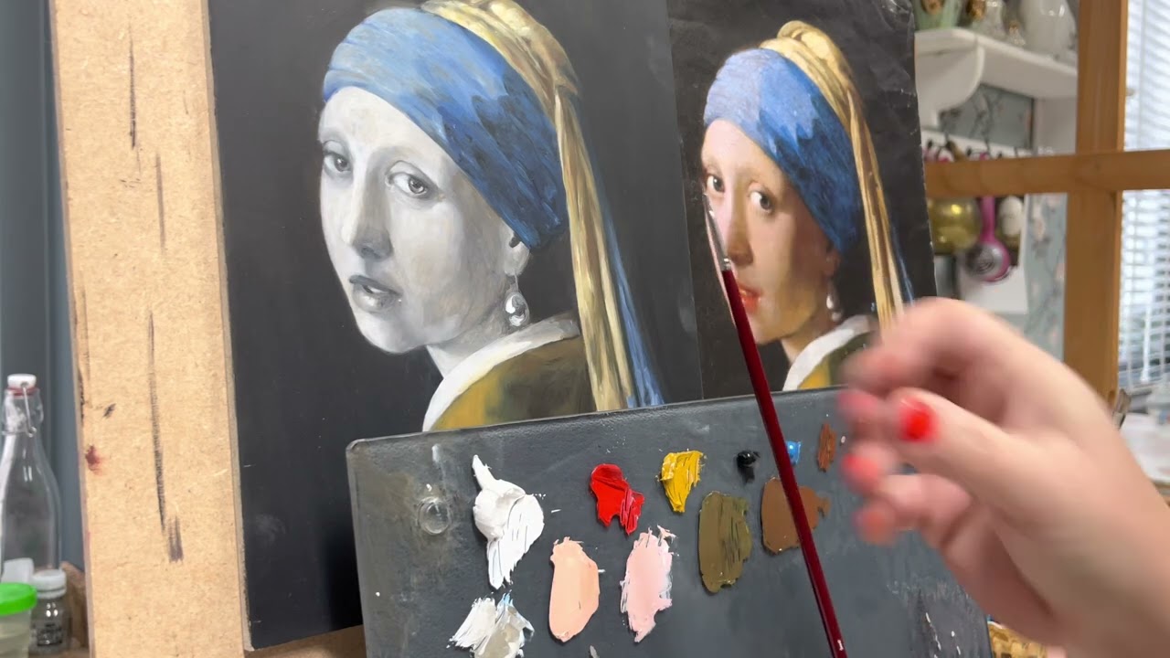 olieverf schilderen voor beginners: meisje met de parel les 7