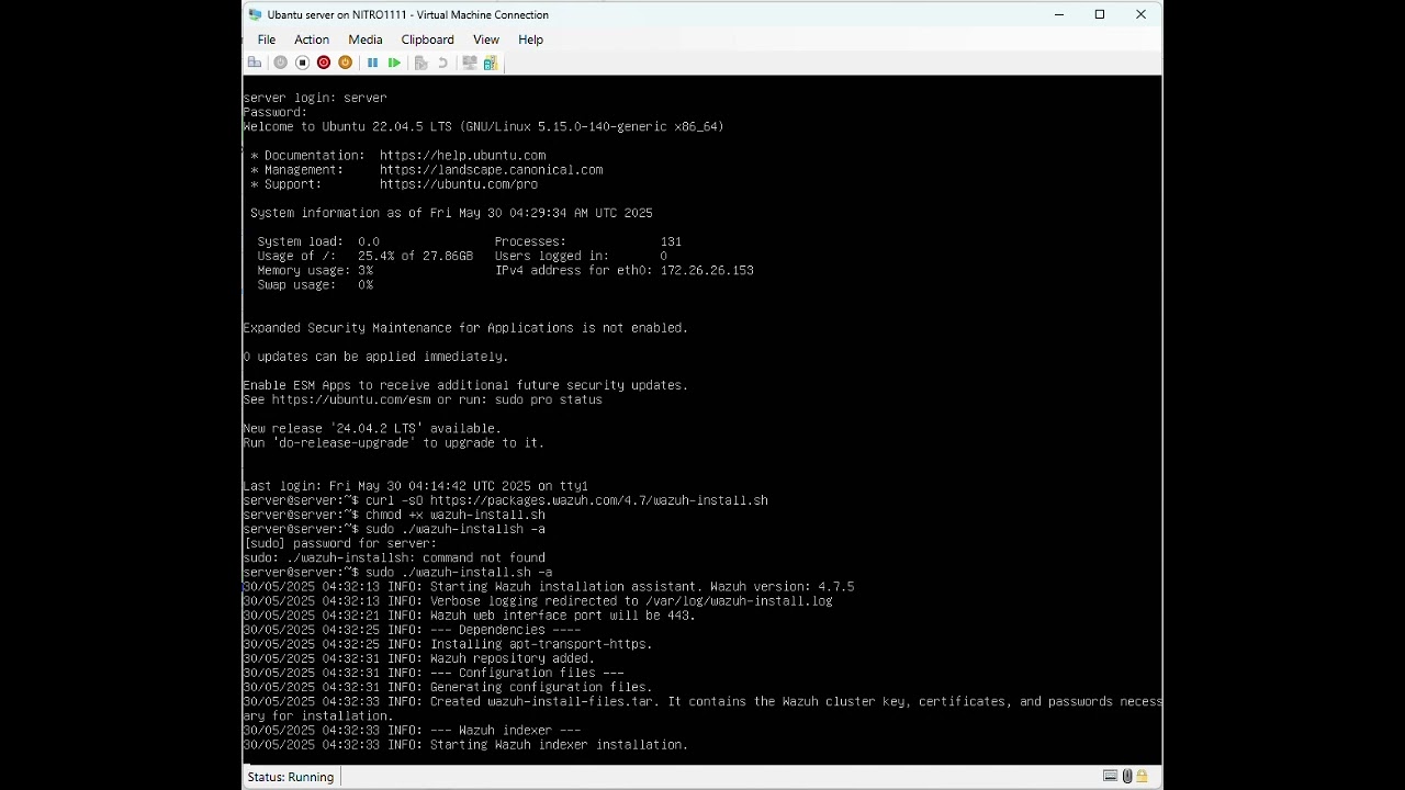 How to Install Wazuh on Ubuntu server 22.04.5 LTS