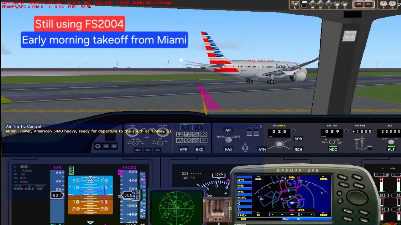 Boeing 787 takes off from Miami | FS2004