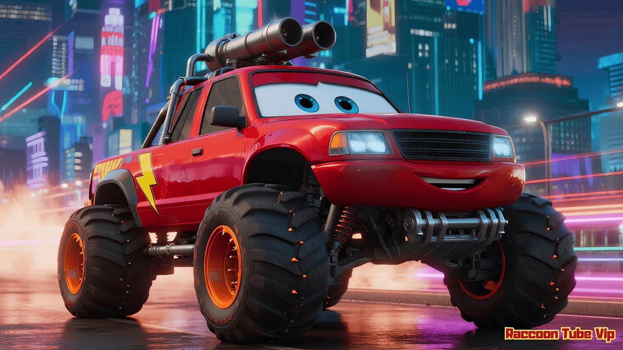 Monster Truck McQueen vs Dinosaur Raptor F1 – Epic Race Upgrade!   AI Animation