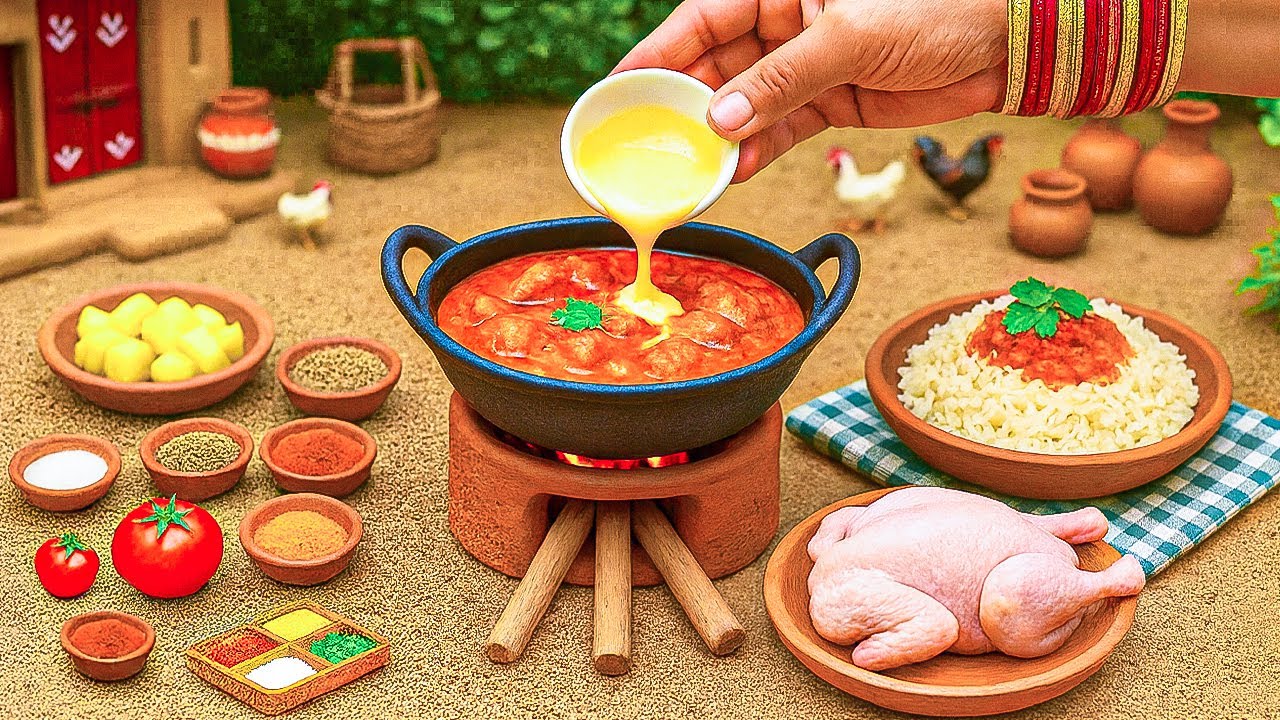 How To Make Miniature  Butter Chicken Recipe 🍗🐔🧈Indian Street Food Style 🐣 Yummy Cooking