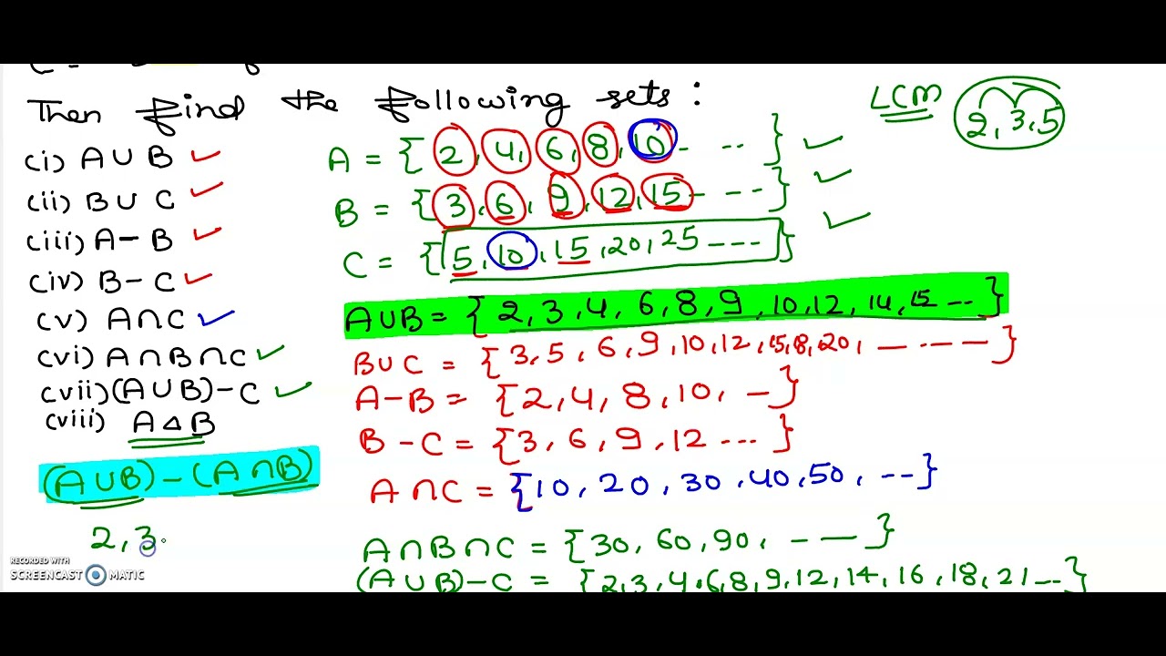 Venn Diagram of operations of sets | Problems on Venn Diagram