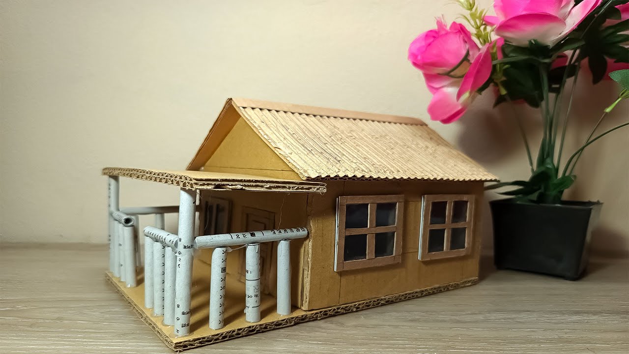 DIY Tiny House Model from Waste Cardboard | Easy & Beautiful Craft Idea