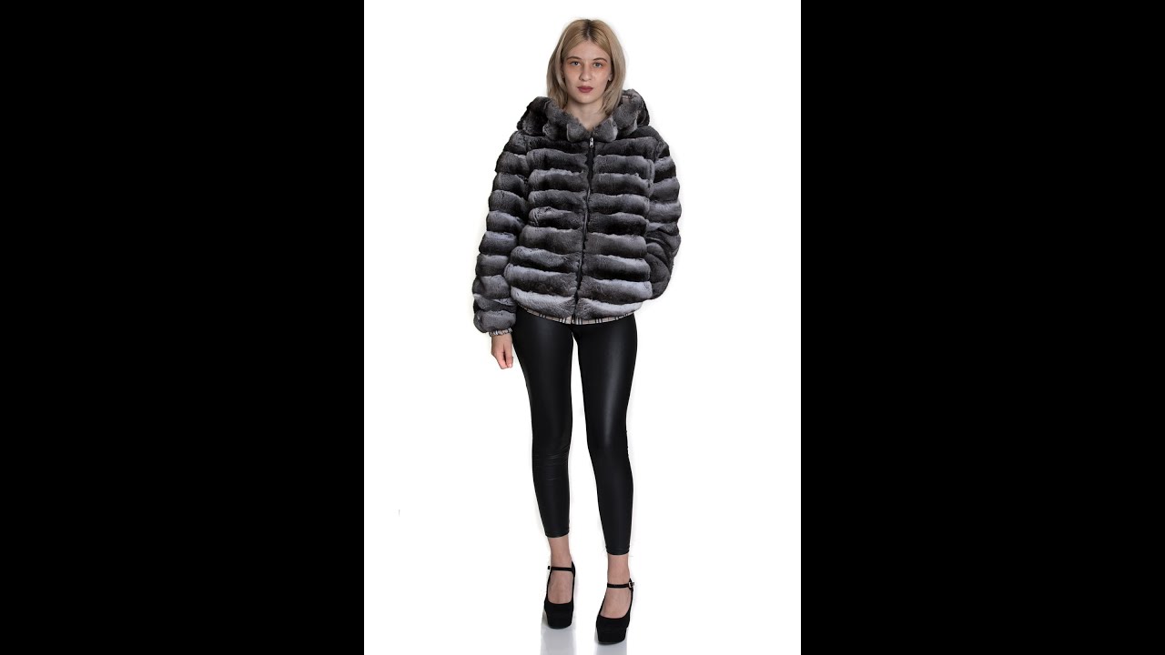 Reversible Hooded Chinchilla Fur Coat