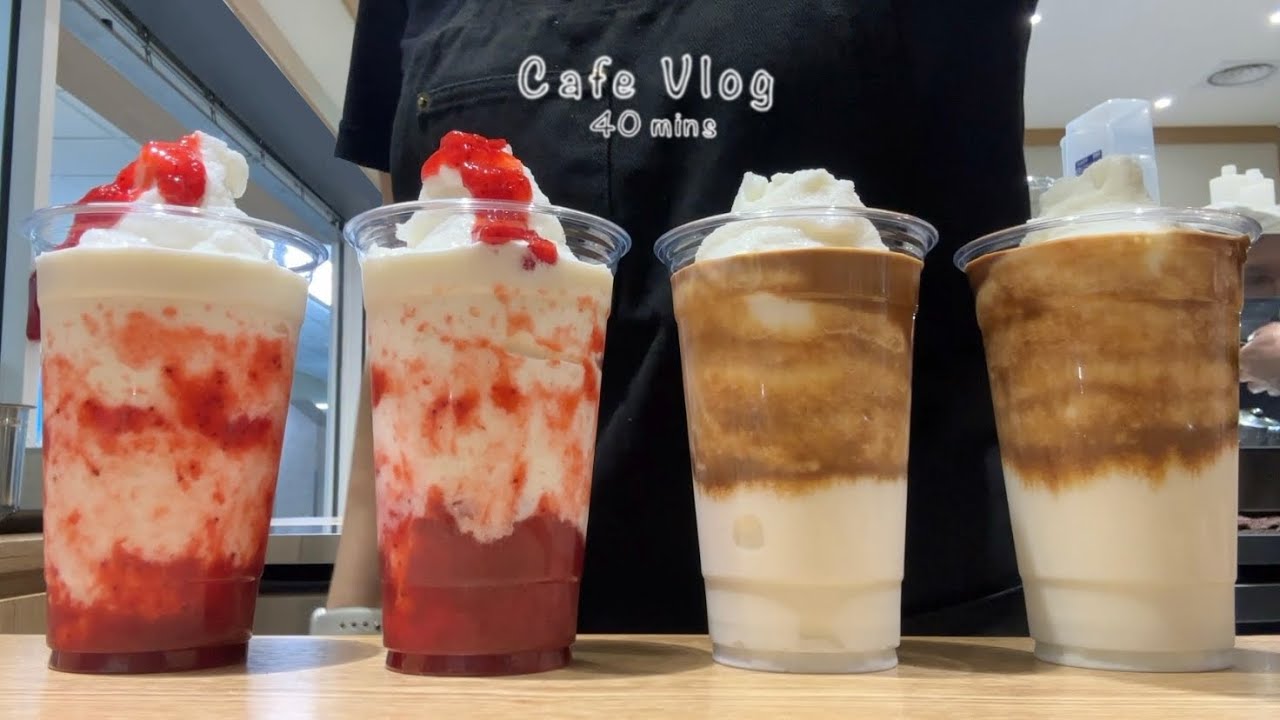 [4K] Cafe Vlog | 🥛🍓카페브이로그 40분 몰아보기🤎🥛