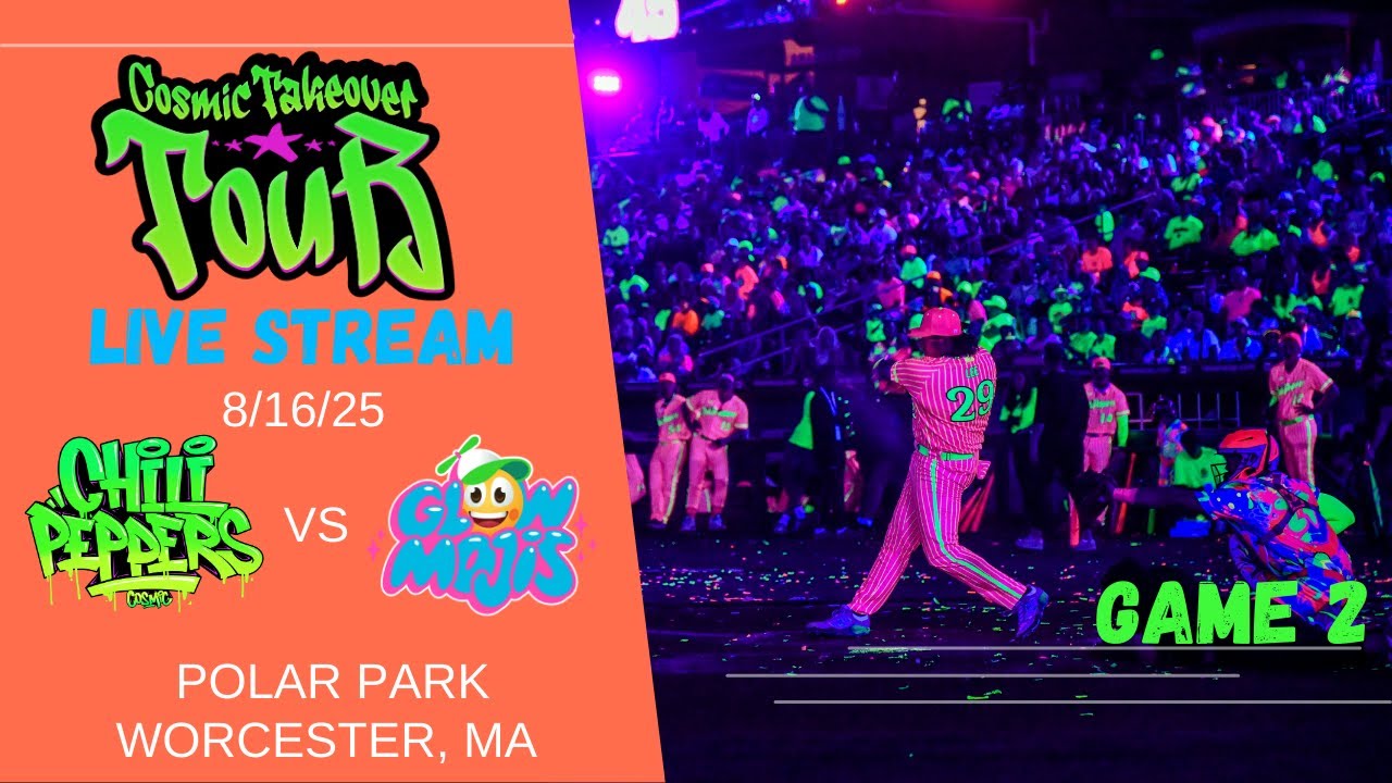 Cosmic Baseball Broadcast - 8/16/25 - Tri-City Chili Peppers vs. Glow Mojis | Worcester, MA