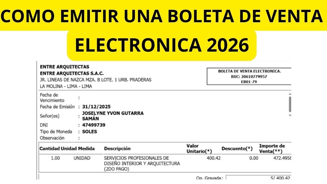 COMO EMITIR BOLETA DE VENTA ELECTRONICO 2026 SUNAT