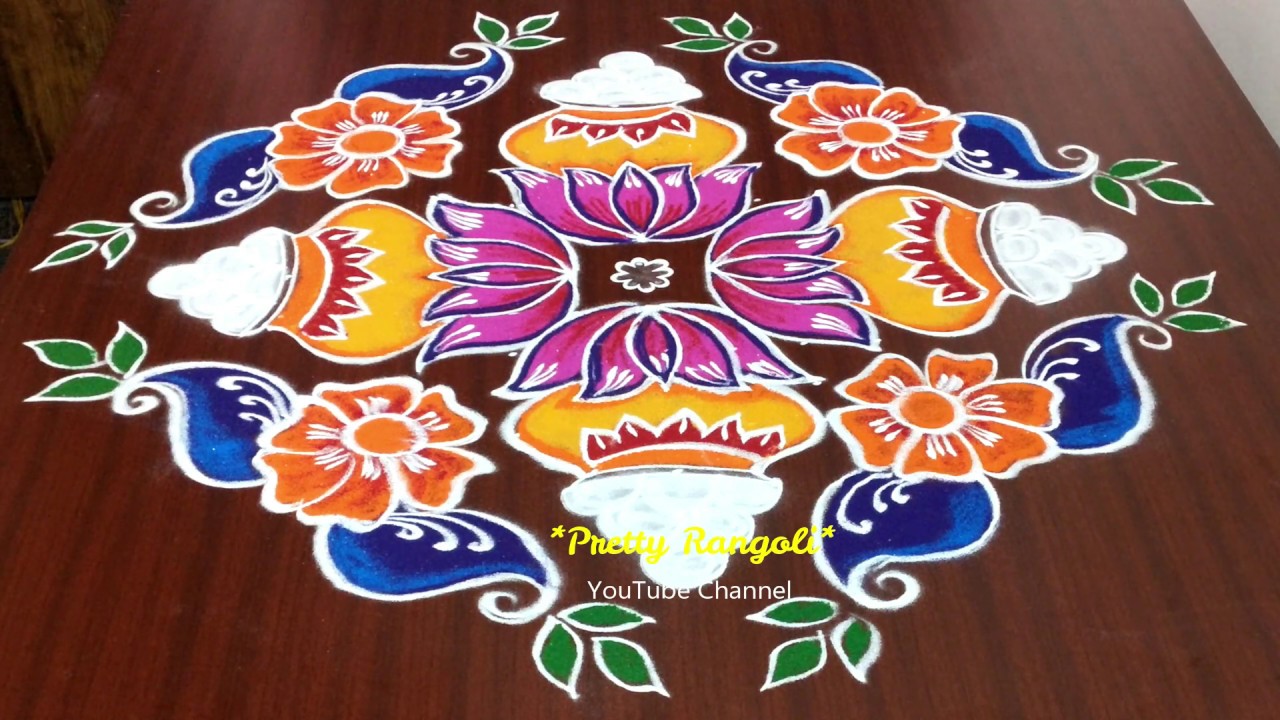 pongal pot rangoli with dots 2019💥sankranthi muggulu with borders\bhogi kundalu #562