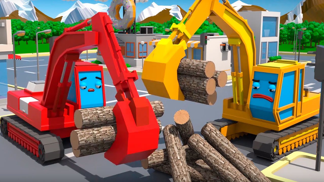 Ekskavat&ouml;rlerin Yardımseverlik Yarışı - Cars Town - &Ccedil;ocuklar i&ccedil;in &Ccedil;izgi Film