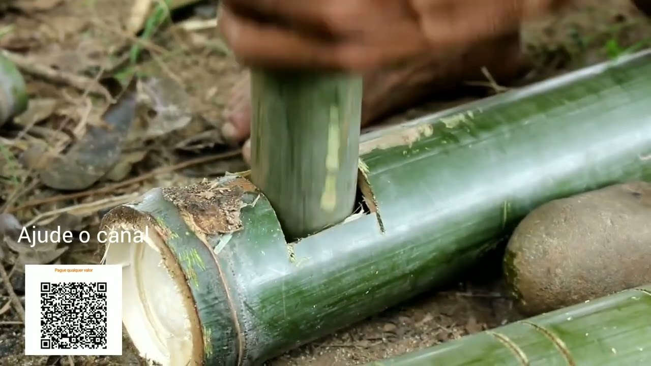 moedor de cana primitivo feito de bambu...... veja como fazer