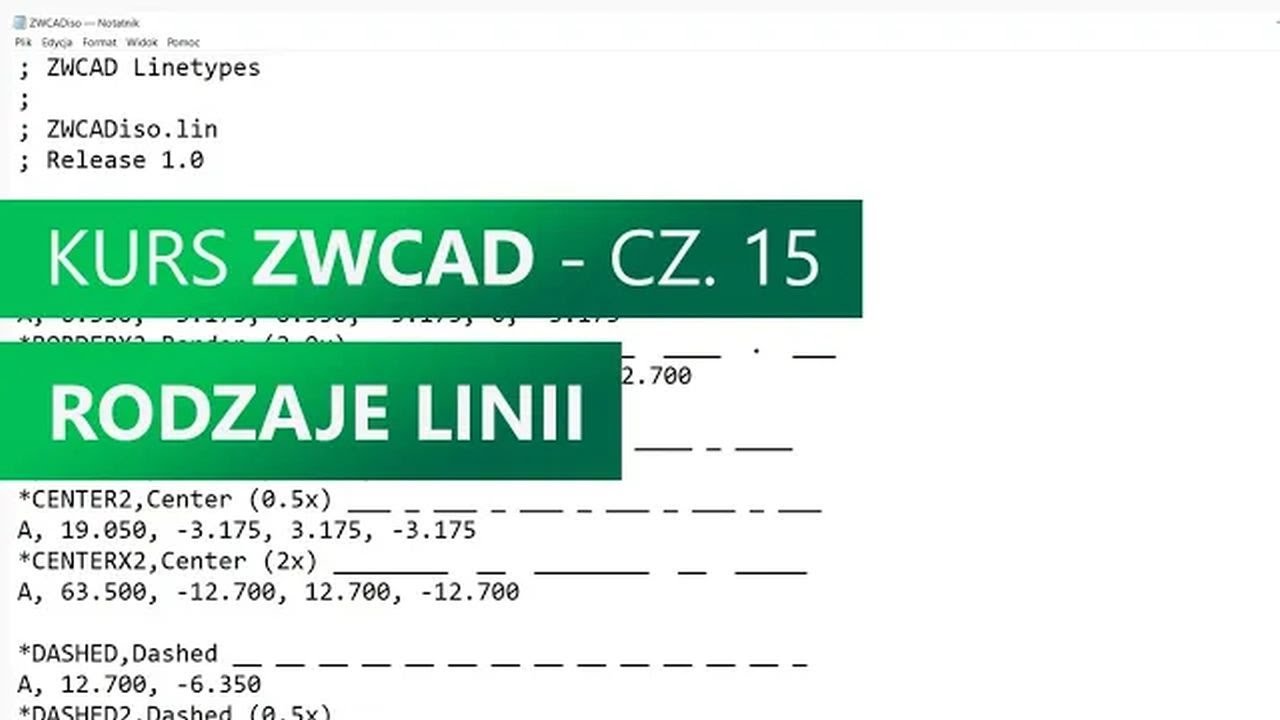 Rodzaje linii w programie CAD. Kurs ZWCAD. Część 15