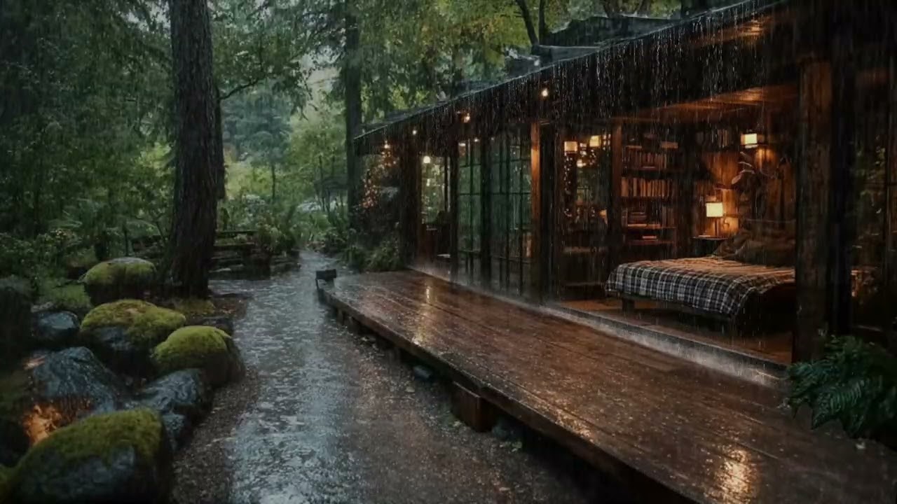 Rainy Autumn Forest | Rainfall, Coffee & Nature Ambience  for Relaxation,Sleep & Study🍂No Ads