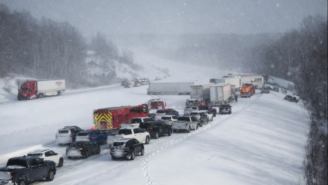 WHITEOUT CONDITIONS Cause a 20+ Car PILEUP In West Michigan!