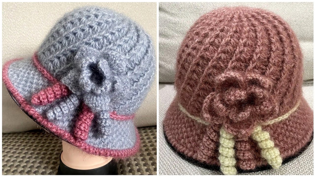 Beautiful Crochet Pattern with Flower and Easy Crochet a Hat Tutorial for Beginners 
