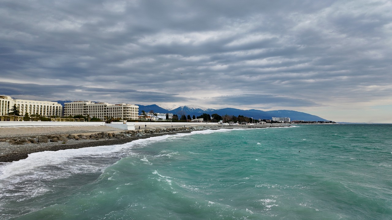 Walk along the embankment of Sochi, Sirius Park district | 4K | walktravel