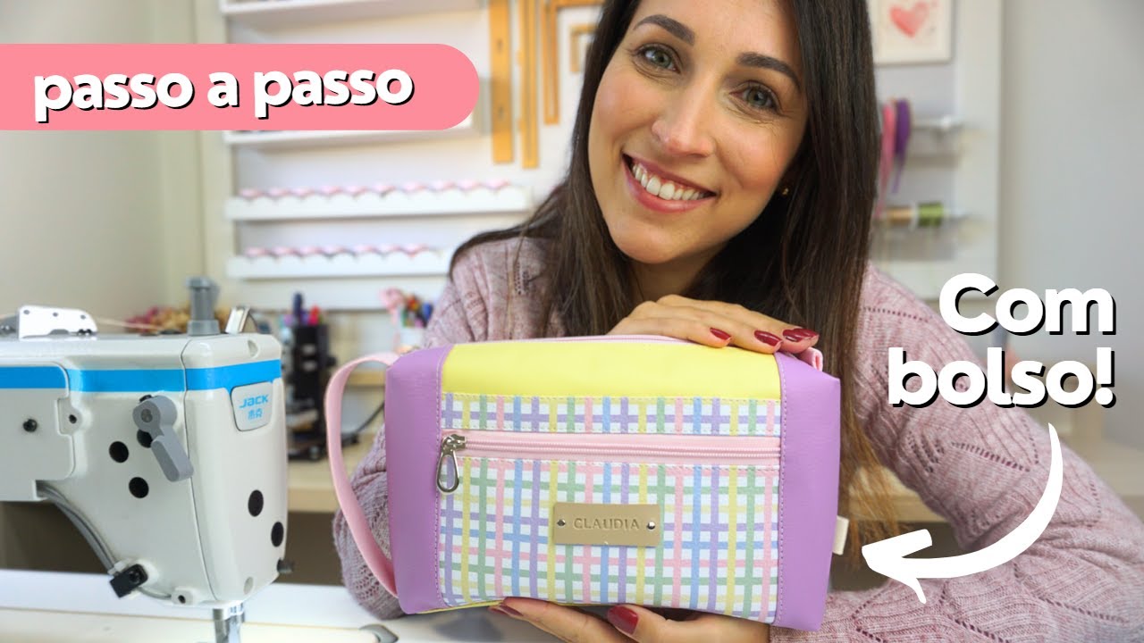 NÉCESSAIRE COM BOLSO em SINTÉTICO | FÁCIL de fazer | Tutorial com dicas