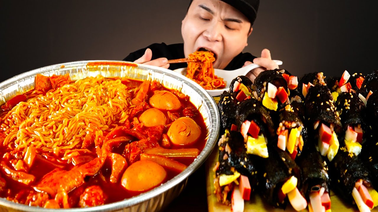 추억의 옛날즉석떡볶이에 쫄면사리추가! 그리고 꼬마김밥 먹방~!! 리얼사운드  ASMR Mukbang(Eating Show)
