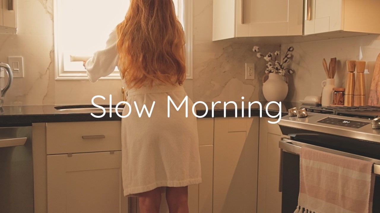 A Peaceful Morning Routine🍋Drizzle Lemon Cake, Mango Pancakes & Iced Matcha Latte | Slow Living Vlog