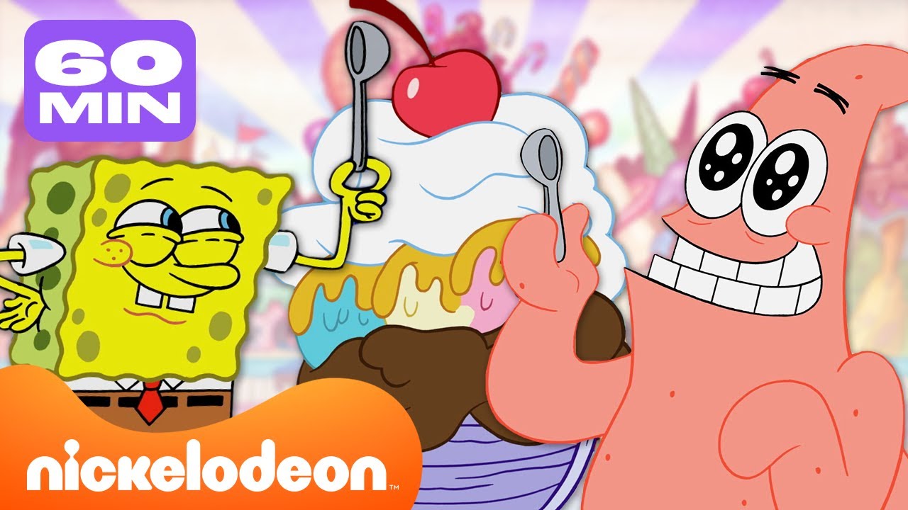 SpongeBob | Bite 60 minut SpongeBoba jedzącego lody🍦| Nickelodeon Polska