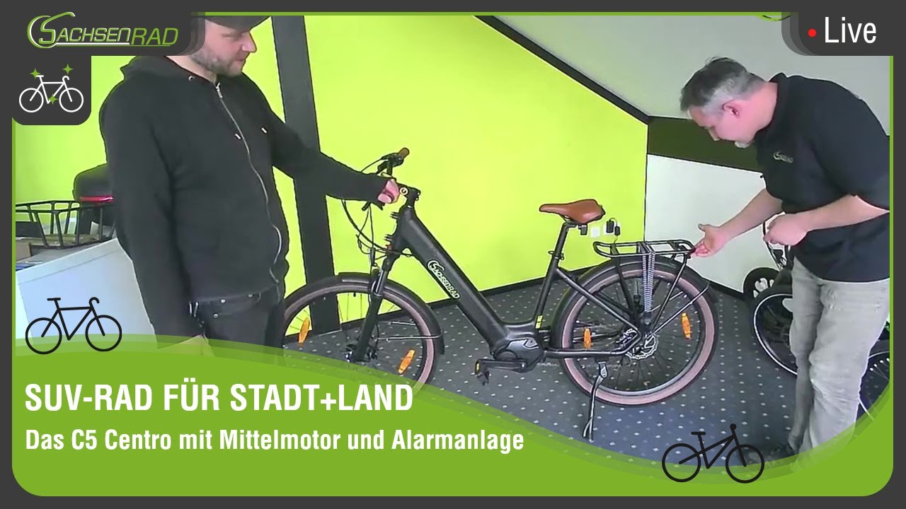 Livestream: SachsenRAD E-SUV CityBike C5 Centro mit Diebstahlsicherung Mittelmotor
