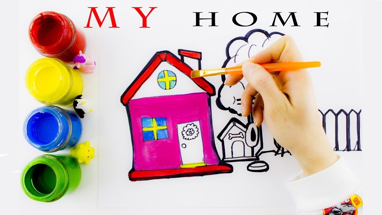 How to Draw Home And Dog's Nest | Coloring Pages For Kids