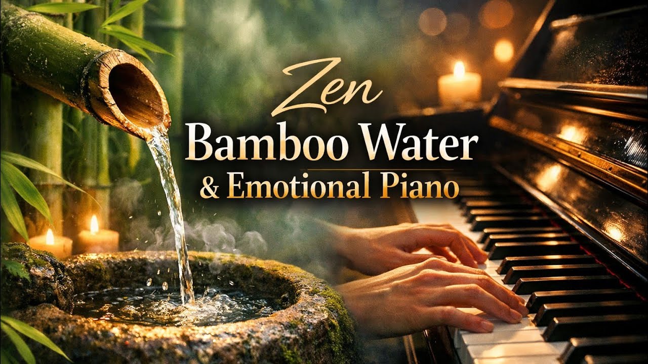 Zen Bamboo Water & Emotional Piano | Relaxing Nature Ambience