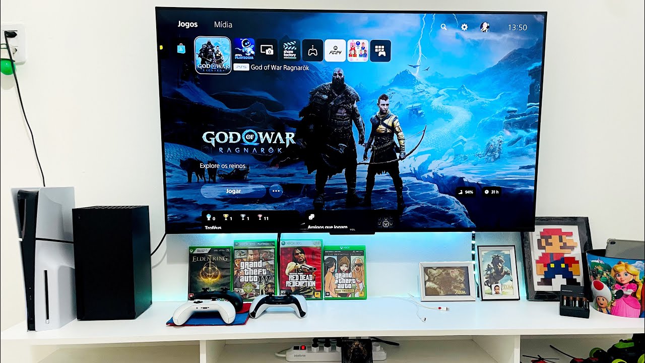 MINHA SALA GAMER 2024 COM PS5 SLIM E XBOX SERIE X E TV 4k!