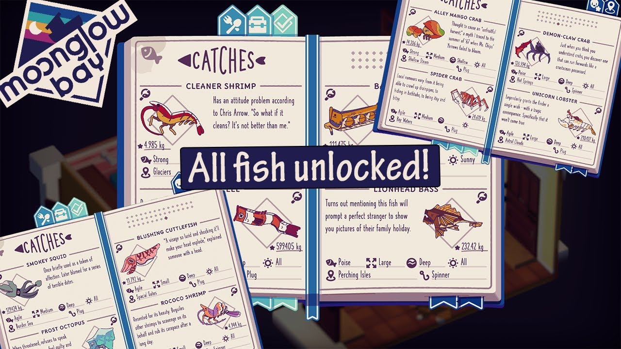 Locations and Info All fish! - Moonglow Bay