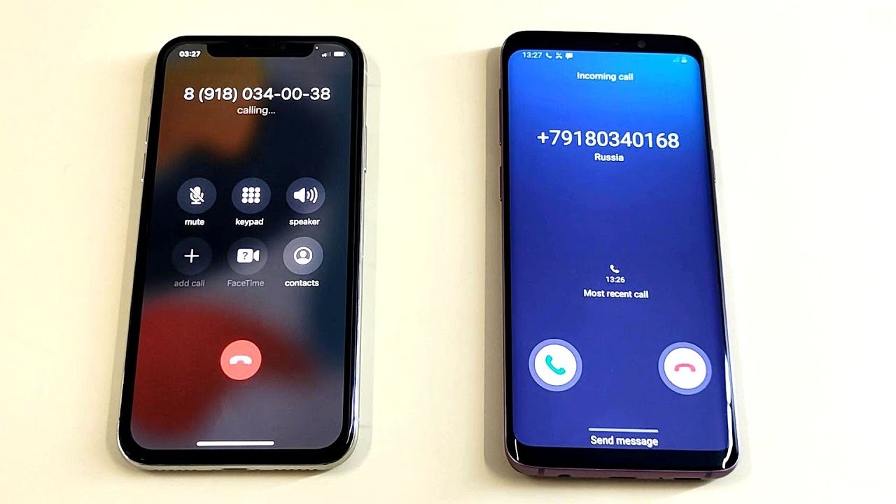 iPhone X vs Samsung Galaxy S9 incoming call & outgoing call
