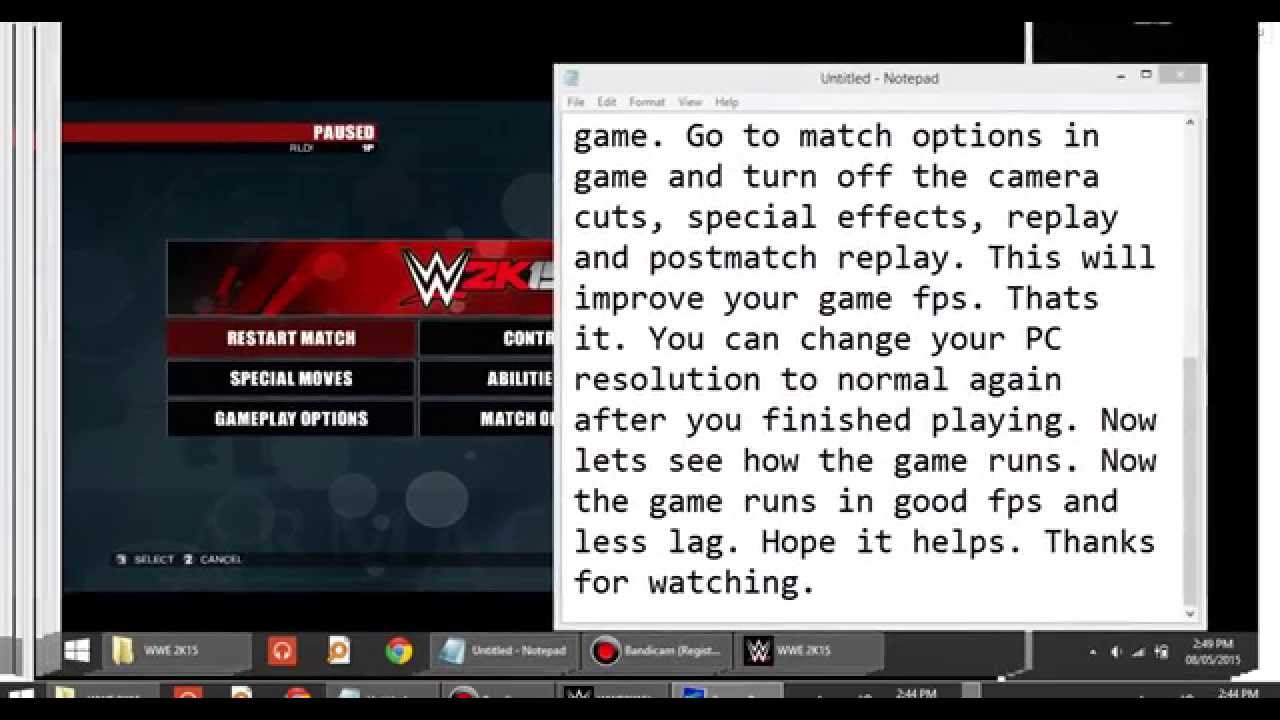 WWE 2K15 PC lag fix | Low End PC