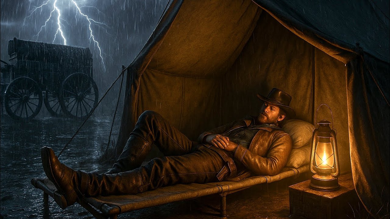A Lonely but Cozy Thunderstorm Night in a Wagon Tent with Arthur | RDR2 ASMR