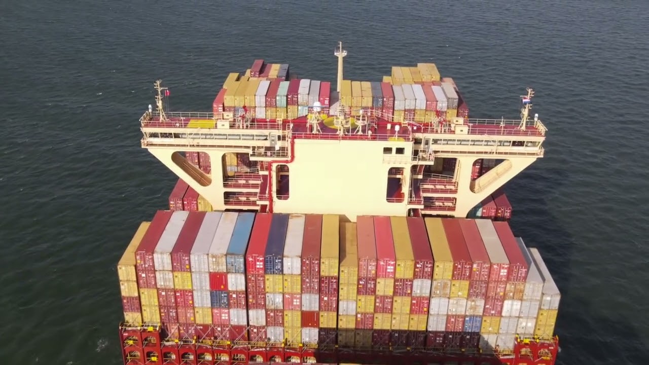 MSC Loreto  on the Western Scheldt passes Vlissingen