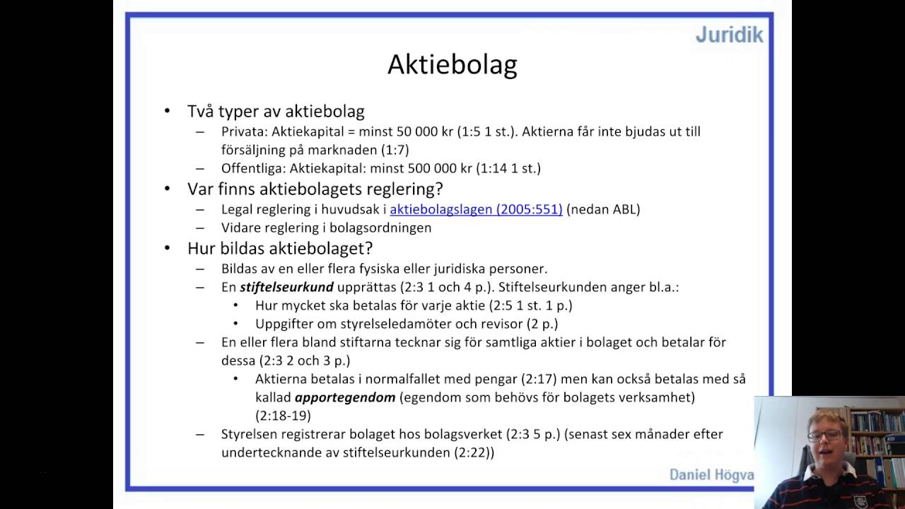 Affärsjuridik - Associationsrätt - Del 7 - Aktiebolag