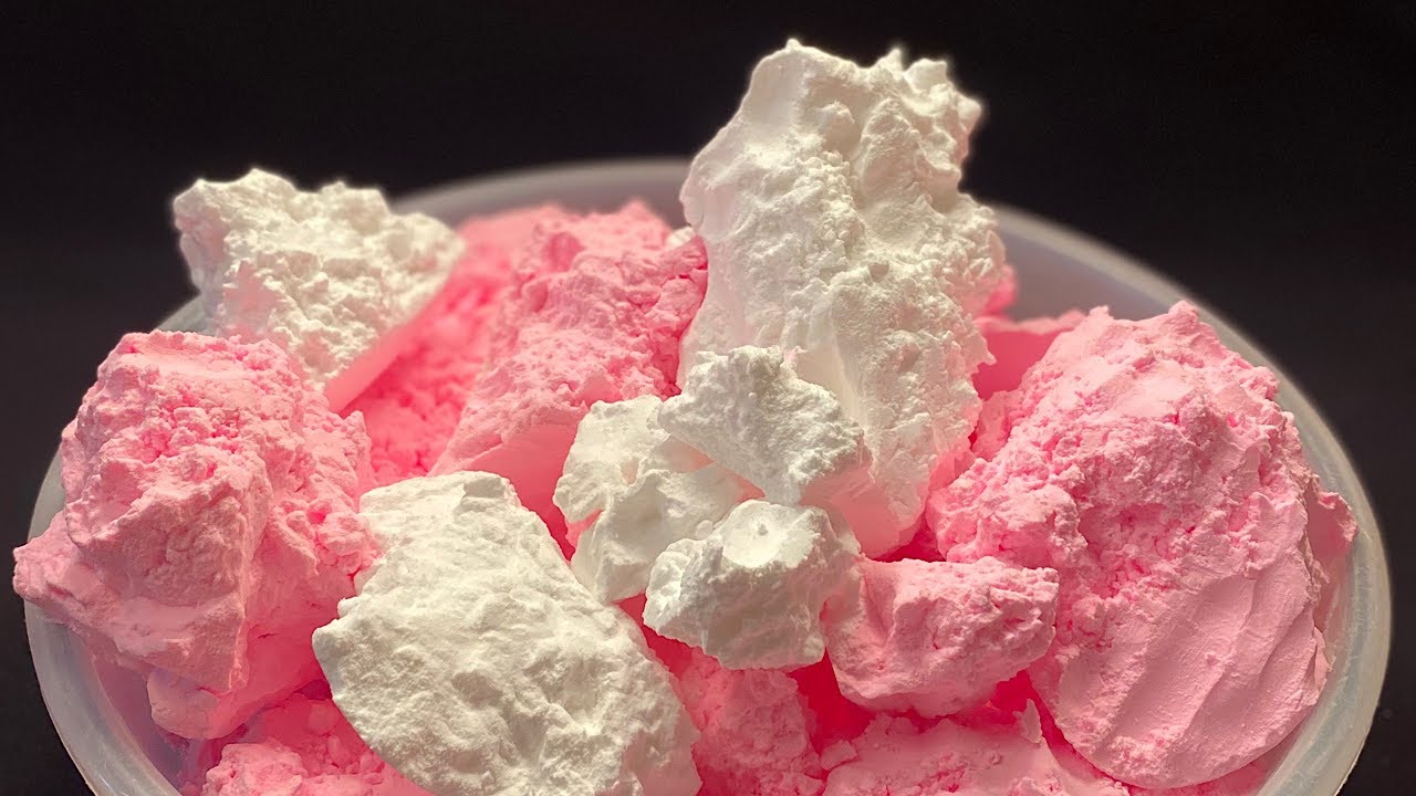 ASMR | Baking Soda Crumble | pink with white ~ crunch | Satisfaction vidéo