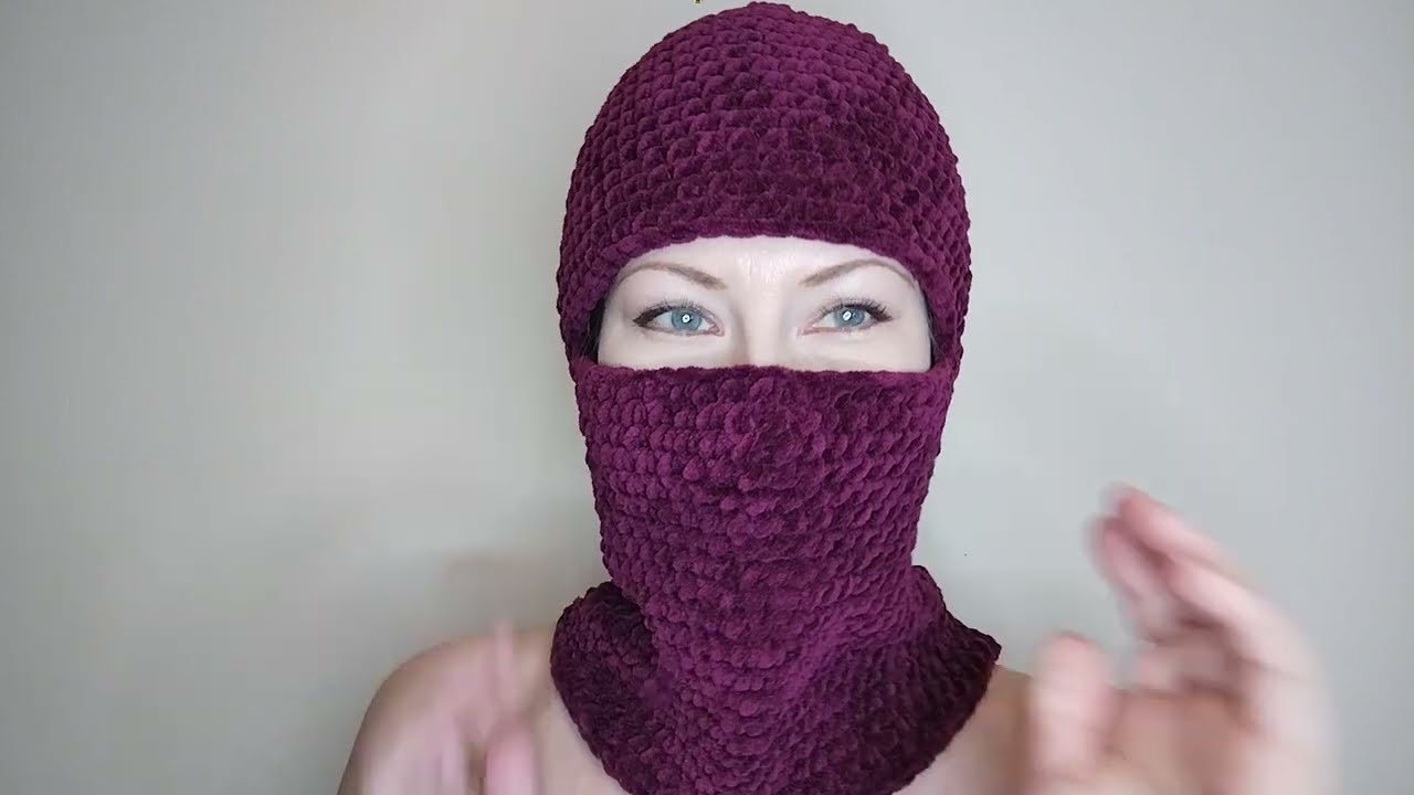 Hand knit balaclava adult. Crochet balaclava ski mask. Full face helmet hat