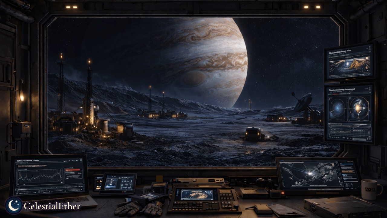 Ganymede Outpost • Jupiter Moon Ambience for Deep Sleep • 6 Hours • 4K