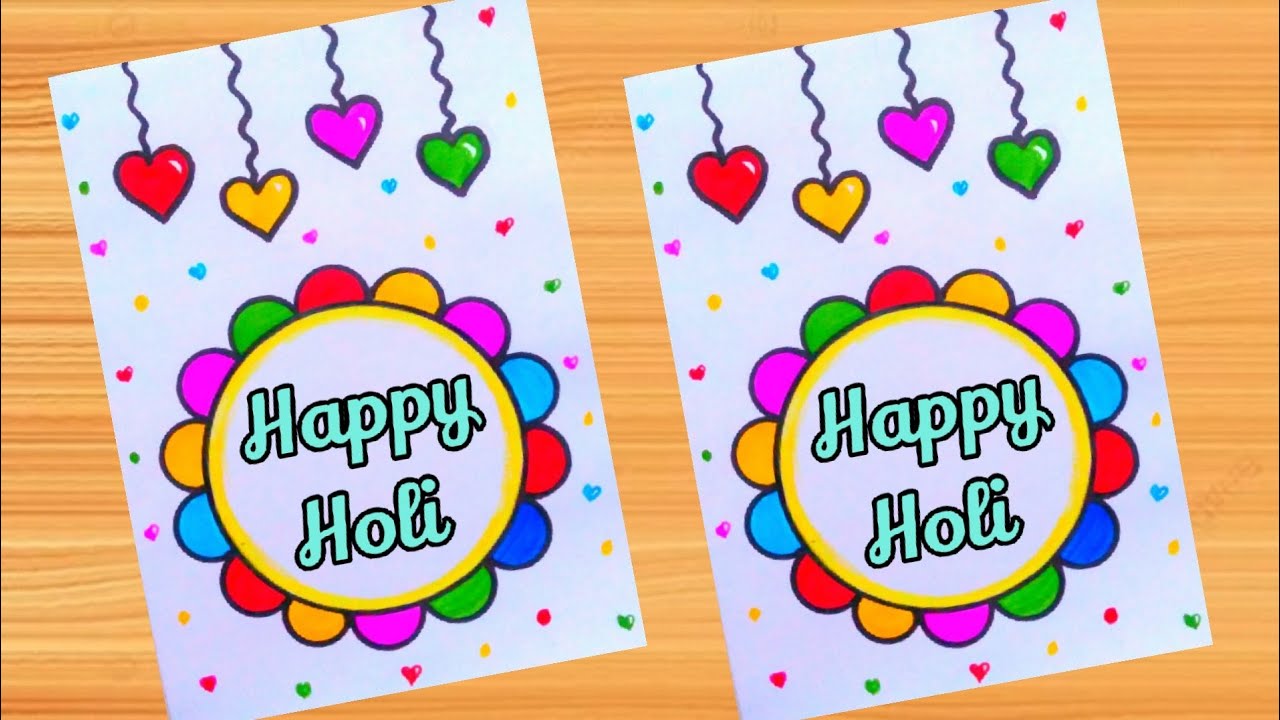 Holi Card Making Idea | Holi Card | How to Draw Holi Card | Holi Greeting Card |Happy Holi Card Easy
