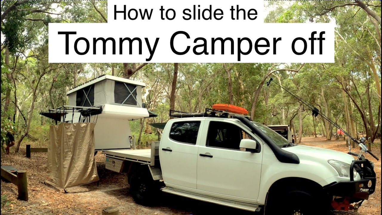 Tommy Camper canopy slides off in real time. Giving the ute or pickup freedom.  Wayne Groomes